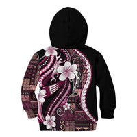 Samoa Siapo Tribal Pattern Kid Hoodie Violet Polynesian Plumeria Tapa Motif LT9 - Polynesian Pride