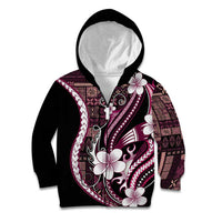 Samoa Siapo Tribal Pattern Kid Hoodie Violet Polynesian Plumeria Tapa Motif LT9 Zip Hoodie Violet - Polynesian Pride