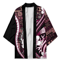 Samoa Siapo Tribal Pattern Kimono Violet Polynesian Plumeria Tapa Motif LT9 Unisex Violet - Polynesian Pride