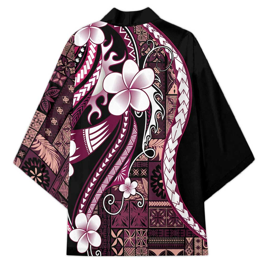 Samoa Siapo Tribal Pattern Kimono Violet Polynesian Plumeria Tapa Motif LT9 - Polynesian Pride