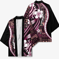 Samoa Siapo Tribal Pattern Kimono Violet Polynesian Plumeria Tapa Motif LT9 - Polynesian Pride