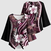 Samoa Siapo Tribal Pattern Kimono Sleeve Blouse Violet Polynesian Plumeria Tapa Motif LT9 - Polynesian Pride