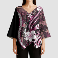 Samoa Siapo Tribal Pattern Kimono Sleeve Blouse Violet Polynesian Plumeria Tapa Motif LT9 - Polynesian Pride