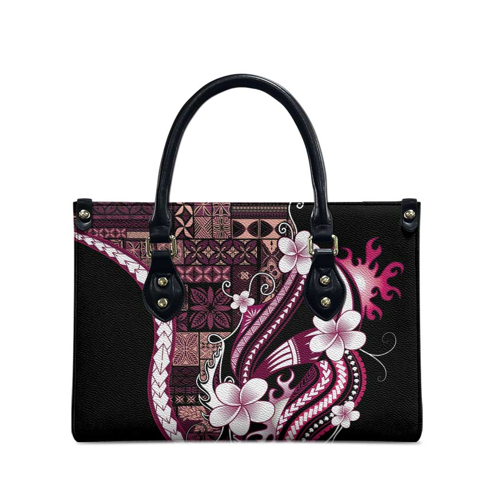 Samoa Siapo Tribal Pattern Leather Bag Violet Polynesian Plumeria Tapa Motif LT9 - Polynesian Pride