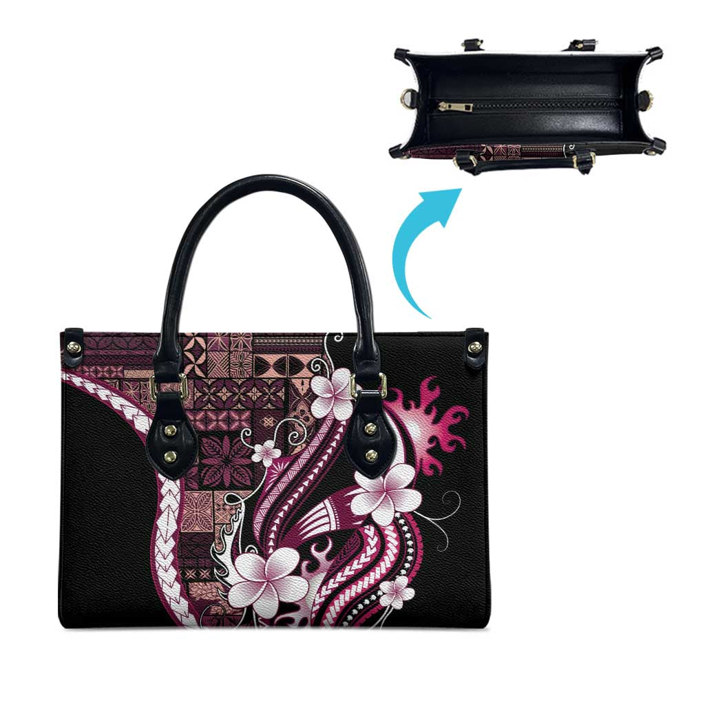 Samoa Siapo Tribal Pattern Leather Bag Violet Polynesian Plumeria Tapa Motif LT9 - Polynesian Pride