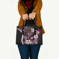 Samoa Siapo Tribal Pattern Leather Bag Violet Polynesian Plumeria Tapa Motif LT9 - Polynesian Pride