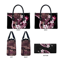 Samoa Siapo Tribal Pattern Leather Bag Violet Polynesian Plumeria Tapa Motif LT9 - Polynesian Pride