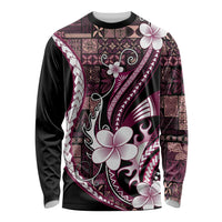 Samoa Siapo Tribal Pattern Long Sleeve Shirt Violet Polynesian Plumeria Tapa Motif LT9 Unisex Violet - Polynesian Pride