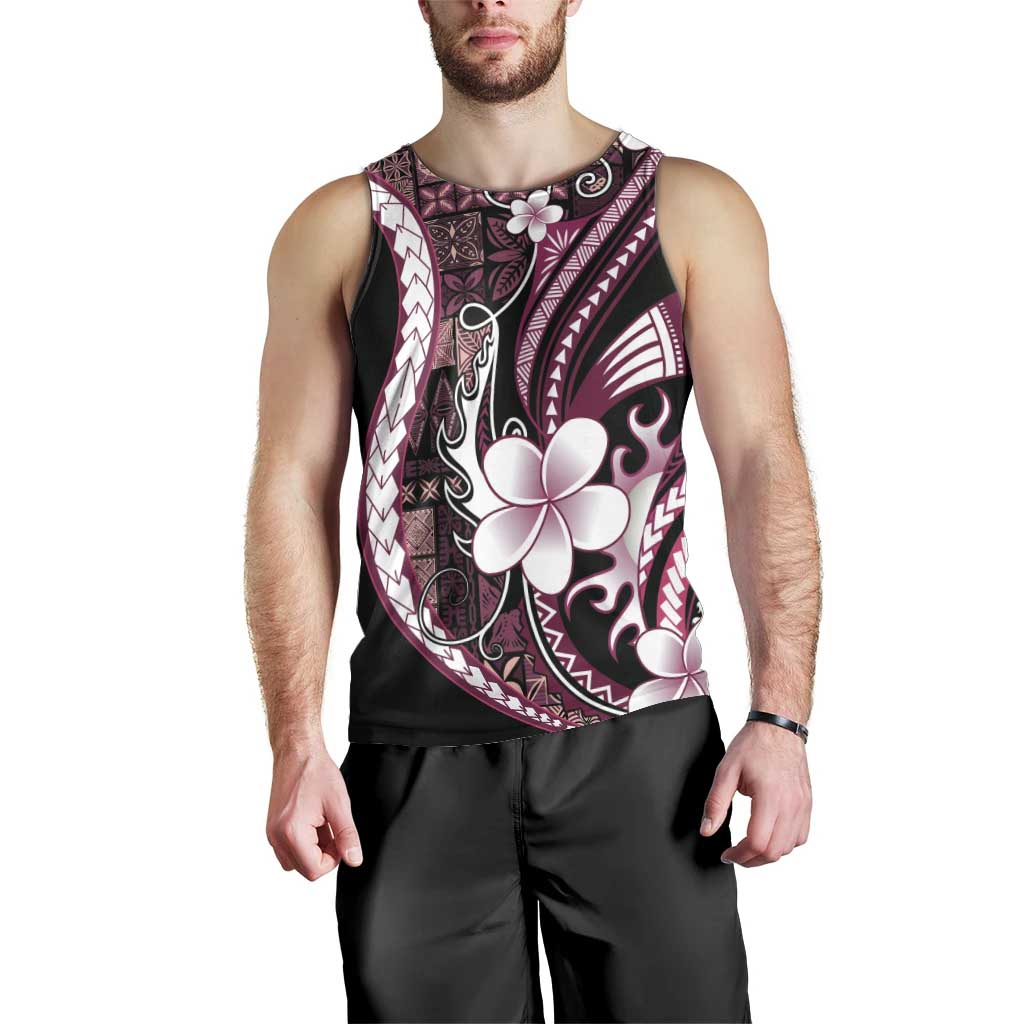 Samoa Siapo Tribal Pattern Men Tank Top Violet Polynesian Plumeria Tapa Motif LT9 - Polynesian Pride
