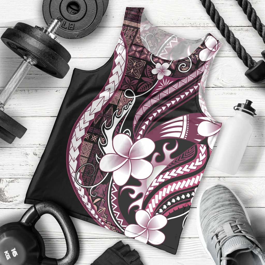 Samoa Siapo Tribal Pattern Men Tank Top Violet Polynesian Plumeria Tapa Motif LT9 - Polynesian Pride