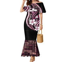 Samoa Siapo Tribal Pattern Mermaid Dress Violet Polynesian Plumeria Tapa Motif LT9 Women Violet - Polynesian Pride