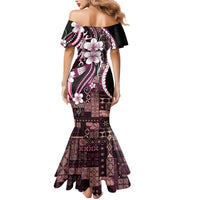 Samoa Siapo Tribal Pattern Mermaid Dress Violet Polynesian Plumeria Tapa Motif LT9 - Polynesian Pride