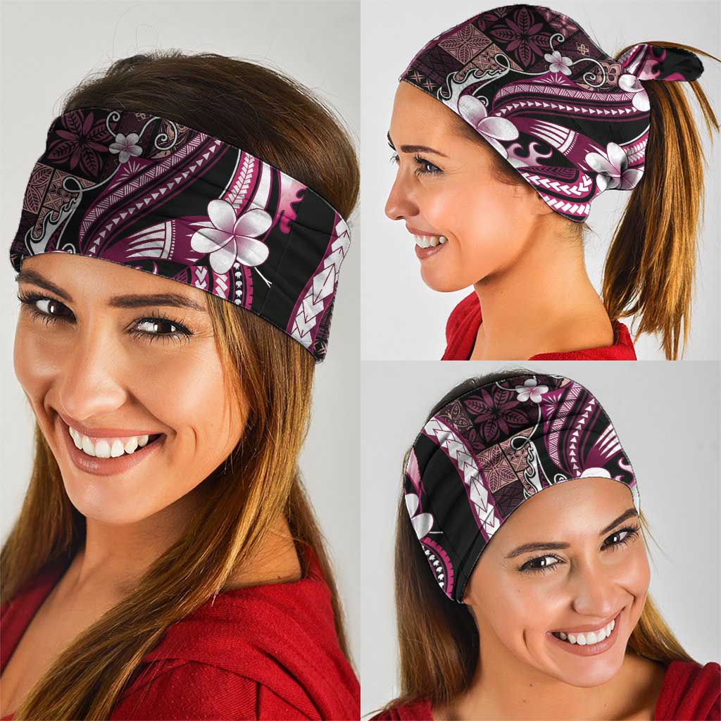 Samoa Siapo Tribal Pattern Neck Gaiter Violet Polynesian Plumeria Tapa Motif LT9 - Polynesian Pride