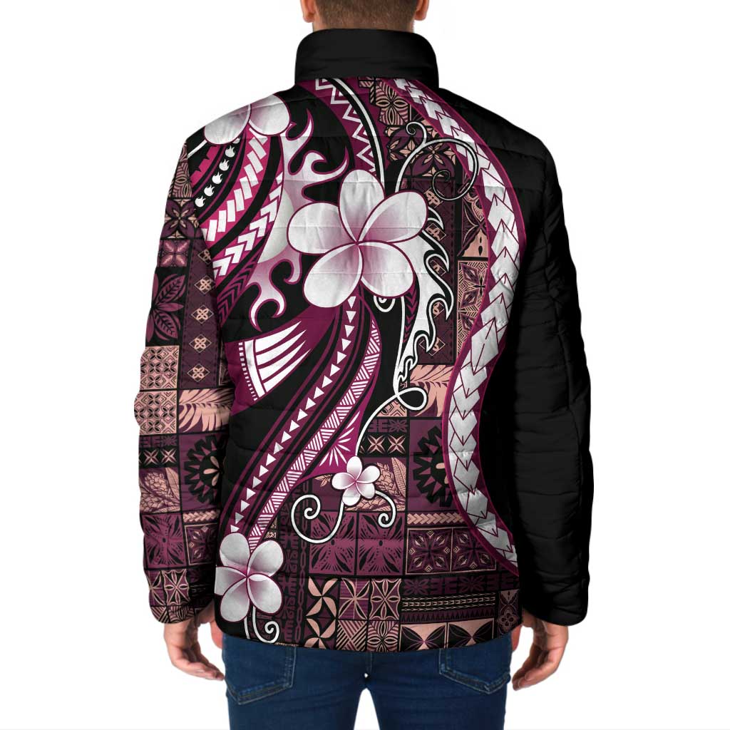 Samoa Siapo Tribal Pattern Padded Jacket Violet Polynesian Plumeria Tapa Motif LT9 - Polynesian Pride