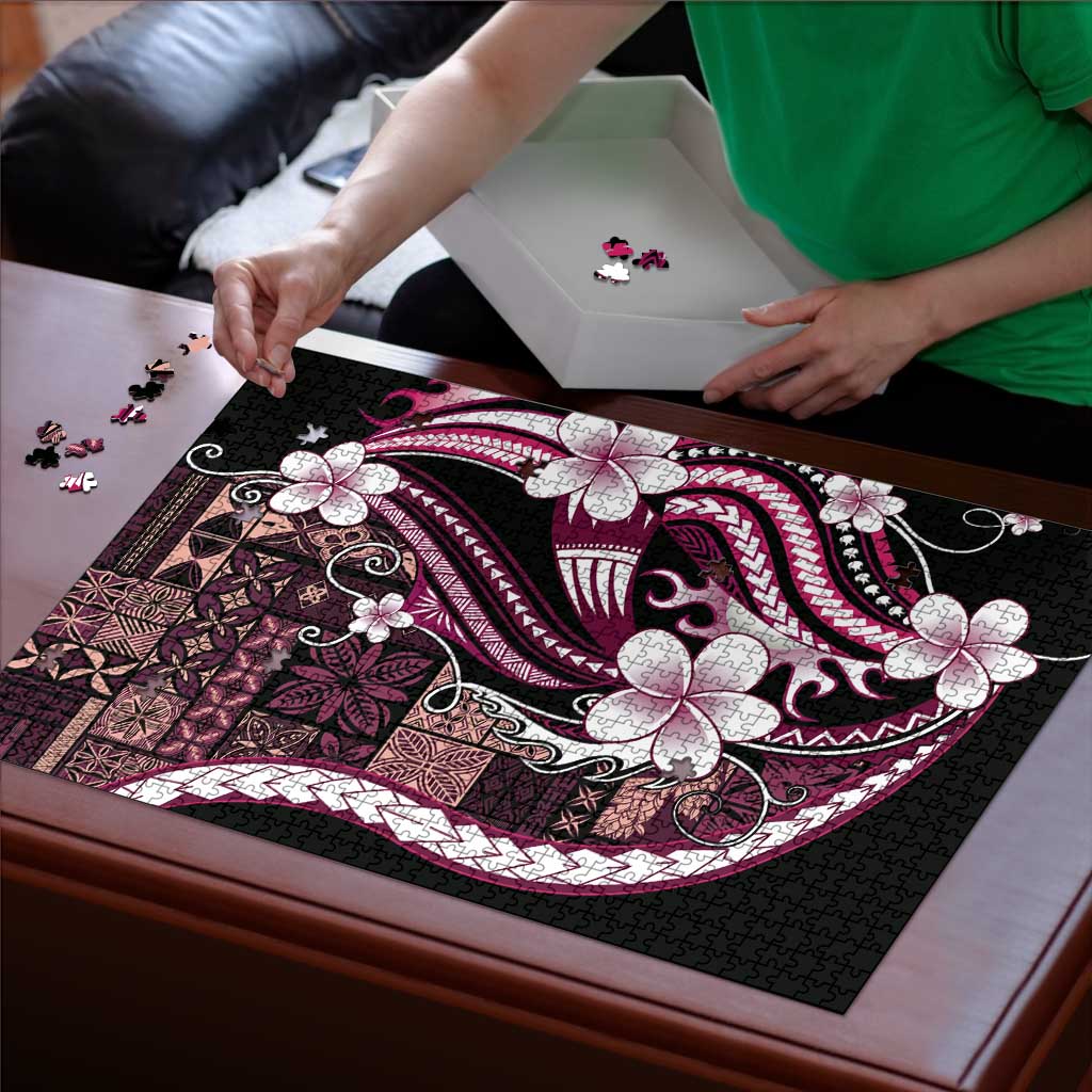 Samoa Siapo Tribal Pattern Puzzle Violet Polynesian Plumeria Tapa Motif LT9 - Polynesian Pride