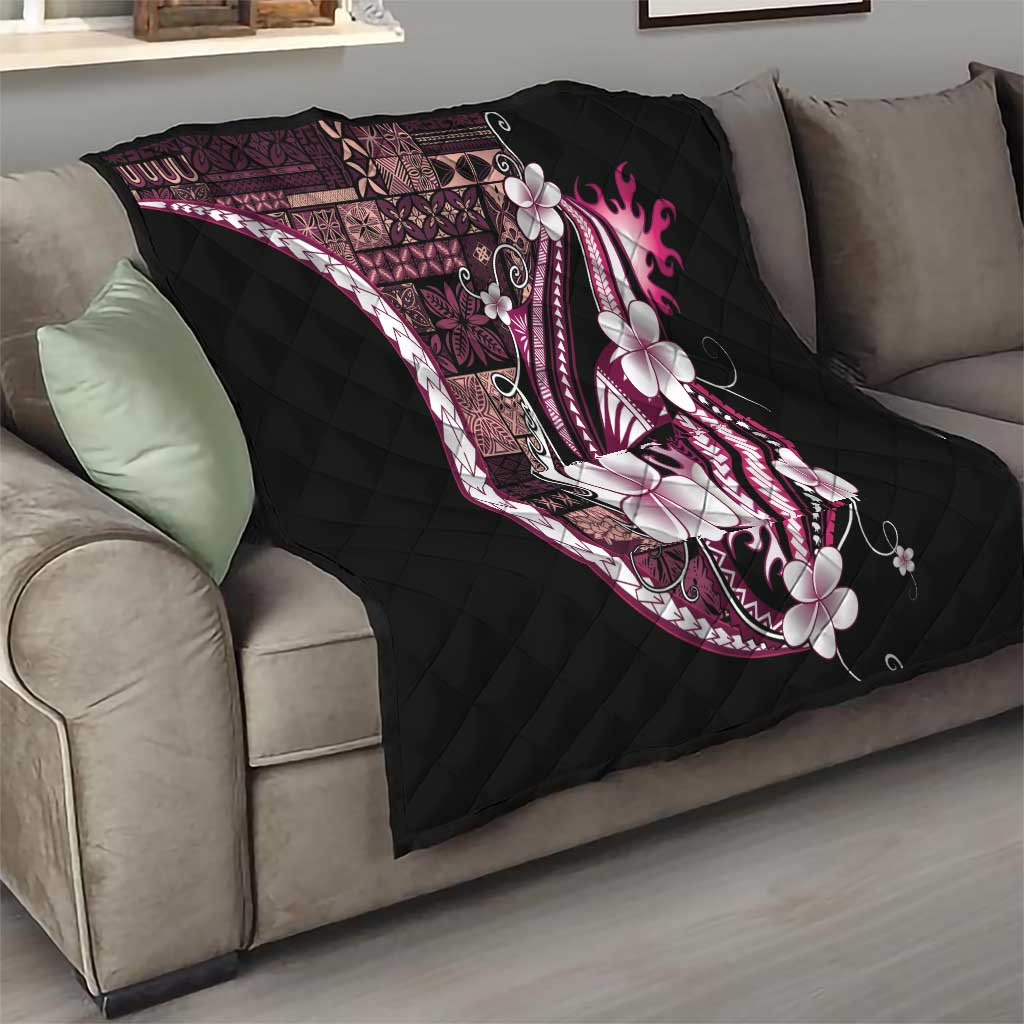 Samoa Siapo Tribal Pattern Quilt Violet Polynesian Plumeria Tapa Motif LT9 - Polynesian Pride