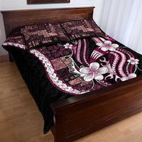 Samoa Siapo Tribal Pattern Quilt Bed Set Violet Polynesian Plumeria Tapa Motif LT9 - Polynesian Pride