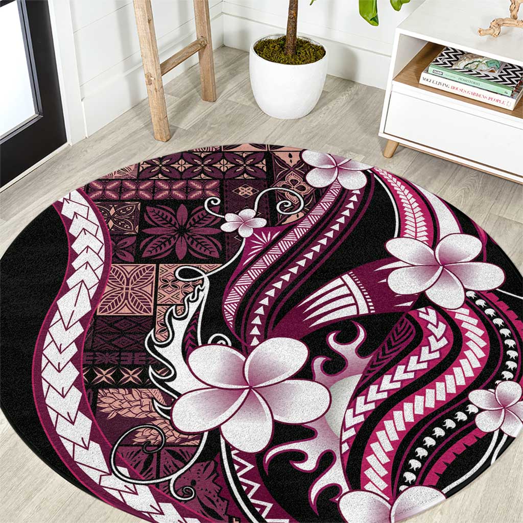 Samoa Siapo Tribal Pattern Round Carpet Violet Polynesian Plumeria Tapa Motif LT9 Violet - Polynesian Pride