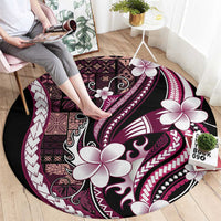 Samoa Siapo Tribal Pattern Round Carpet Violet Polynesian Plumeria Tapa Motif LT9 - Polynesian Pride