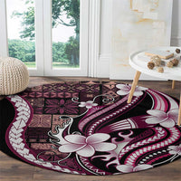 Samoa Siapo Tribal Pattern Round Carpet Violet Polynesian Plumeria Tapa Motif LT9 - Polynesian Pride