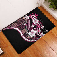 Samoa Siapo Tribal Pattern Rubber Doormat Violet Polynesian Plumeria Tapa Motif LT9 - Polynesian Pride