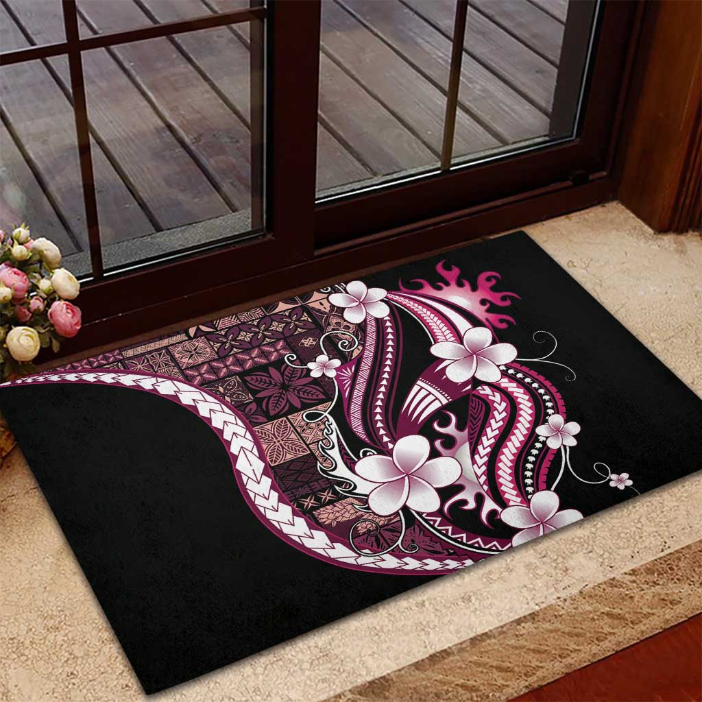 Samoa Siapo Tribal Pattern Rubber Doormat Violet Polynesian Plumeria Tapa Motif LT9 - Polynesian Pride
