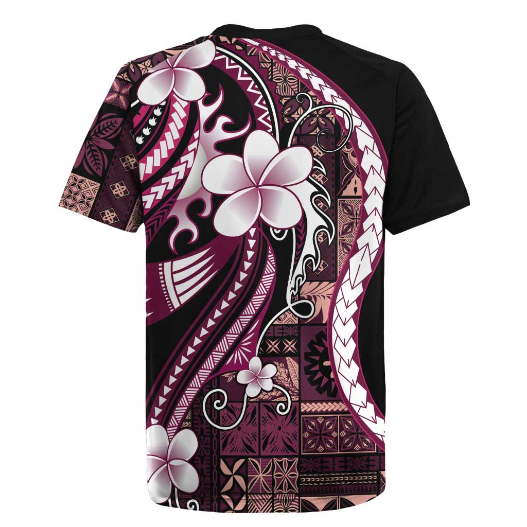 Samoa Siapo Tribal Pattern Rugby Jersey Violet Polynesian Plumeria Tapa Motif LT9 - Polynesian Pride