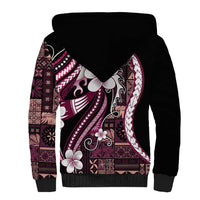 Samoa Siapo Tribal Pattern Sherpa Hoodie Violet Polynesian Plumeria Tapa Motif LT9 - Polynesian Pride