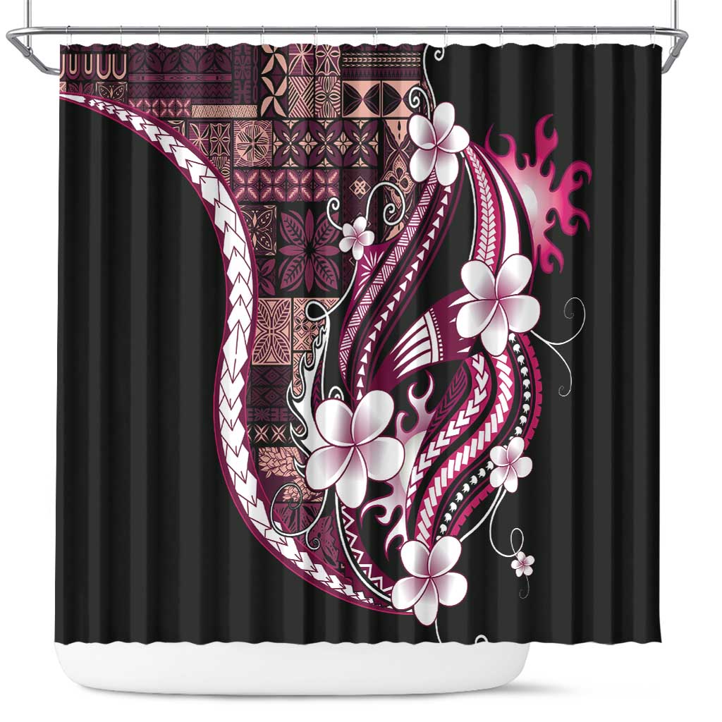 Samoa Siapo Tribal Pattern Shower Curtain Violet Polynesian Plumeria Tapa Motif LT9 Violet - Polynesian Pride