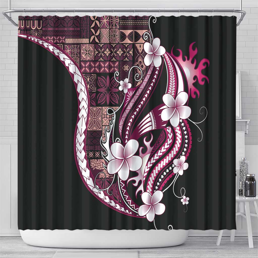 Samoa Siapo Tribal Pattern Shower Curtain Violet Polynesian Plumeria Tapa Motif LT9 - Polynesian Pride