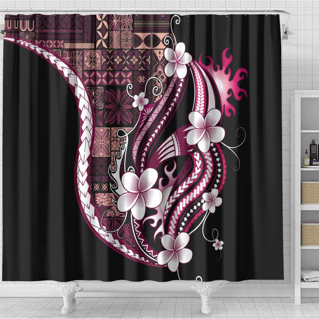 Samoa Siapo Tribal Pattern Shower Curtain Violet Polynesian Plumeria Tapa Motif LT9 - Polynesian Pride