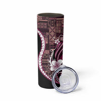 Samoa Siapo Tribal Pattern Skinny Tumbler Violet Polynesian Plumeria Tapa Motif LT9 - Polynesian Pride