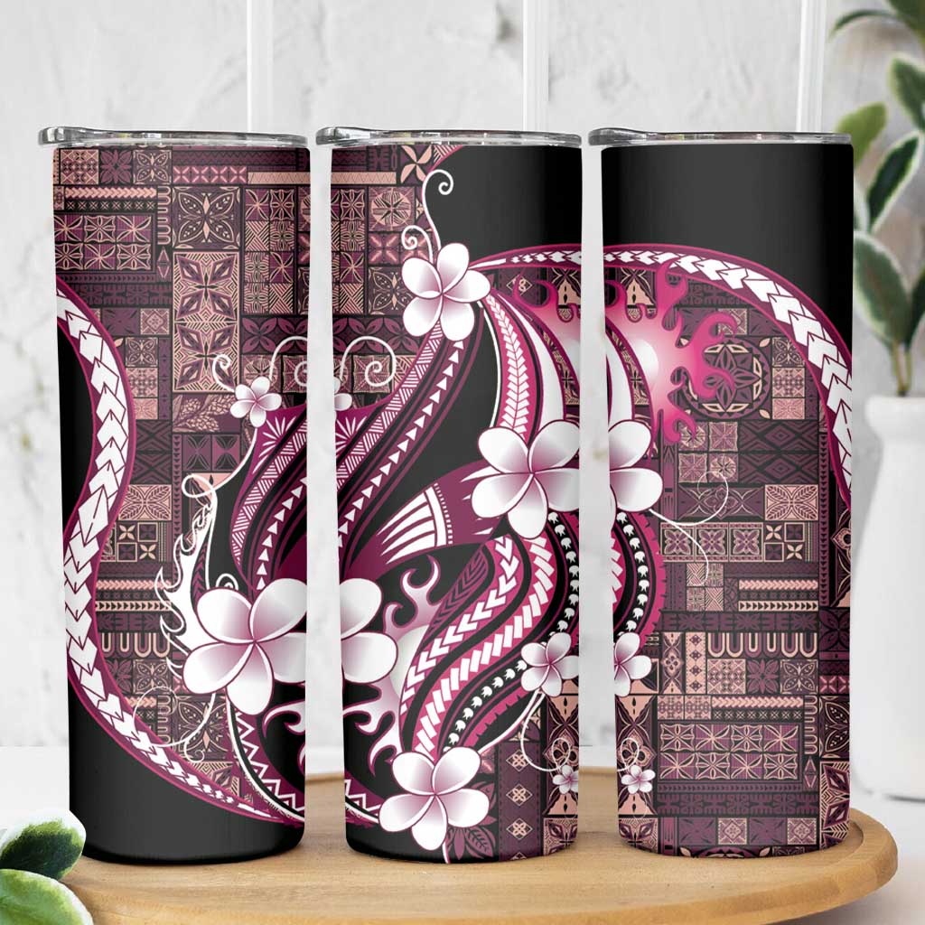 Samoa Siapo Tribal Pattern Skinny Tumbler Violet Polynesian Plumeria Tapa Motif LT9 - Polynesian Pride