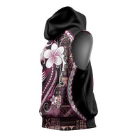 Samoa Siapo Tribal Pattern Sleeveless Hoodie Violet Polynesian Plumeria Tapa Motif LT9 - Polynesian Pride