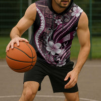 Samoa Siapo Tribal Pattern Sleeveless Hoodie Violet Polynesian Plumeria Tapa Motif LT9 - Polynesian Pride