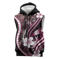 Samoa Siapo Tribal Pattern Sleeveless Zip Hoodie Violet Polynesian Plumeria Tapa Motif LT9 Violet - Polynesian Pride