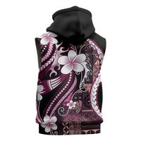 Samoa Siapo Tribal Pattern Sleeveless Zip Hoodie Violet Polynesian Plumeria Tapa Motif LT9 - Polynesian Pride