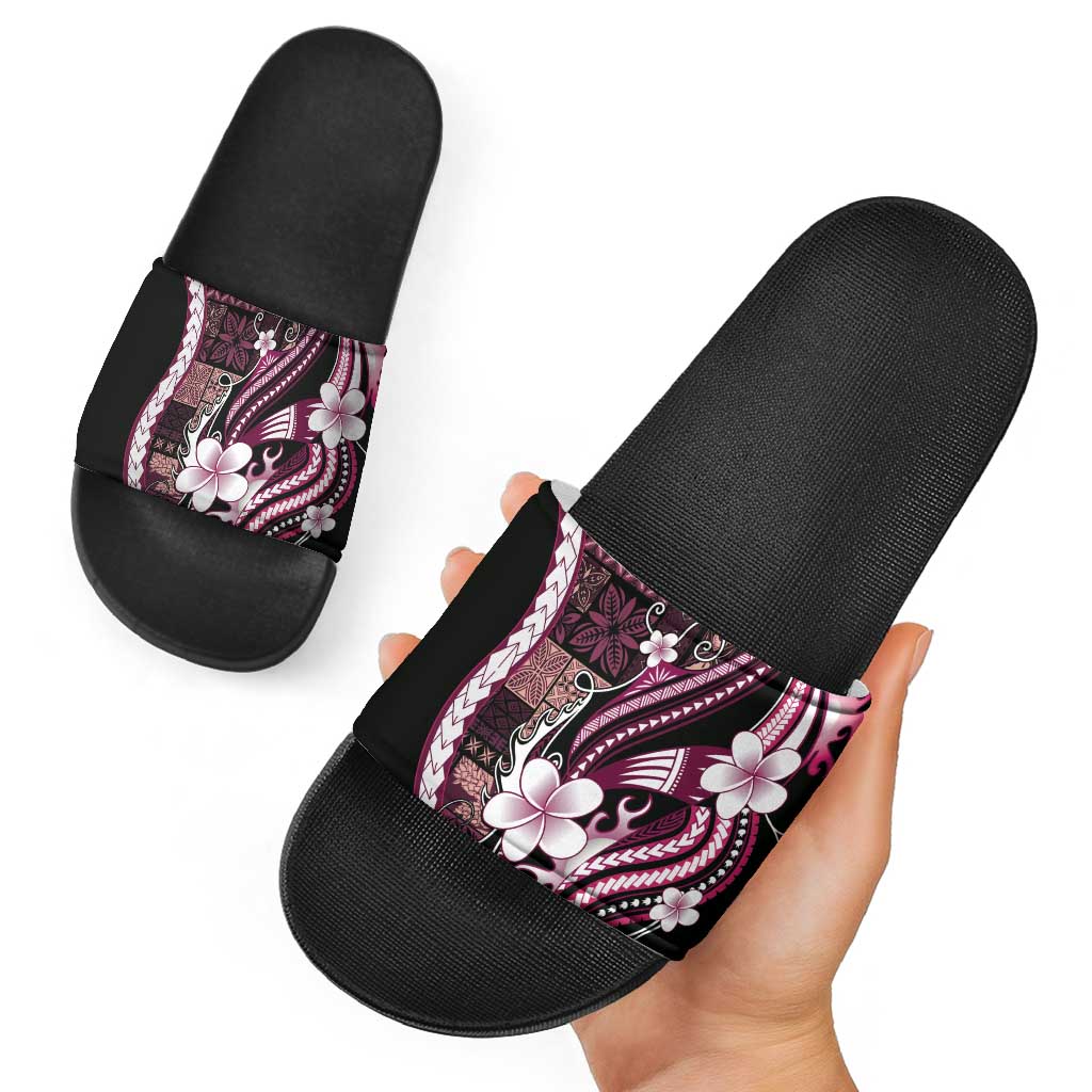 Samoa Siapo Tribal Pattern Slide Sandals Violet Polynesian Plumeria Tapa Motif LT9 - Polynesian Pride