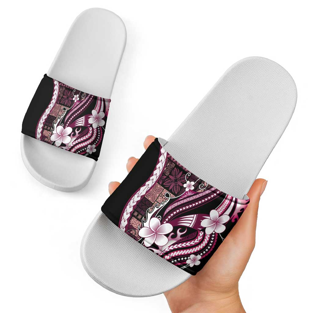 Samoa Siapo Tribal Pattern Slide Sandals Violet Polynesian Plumeria Tapa Motif LT9 - Polynesian Pride