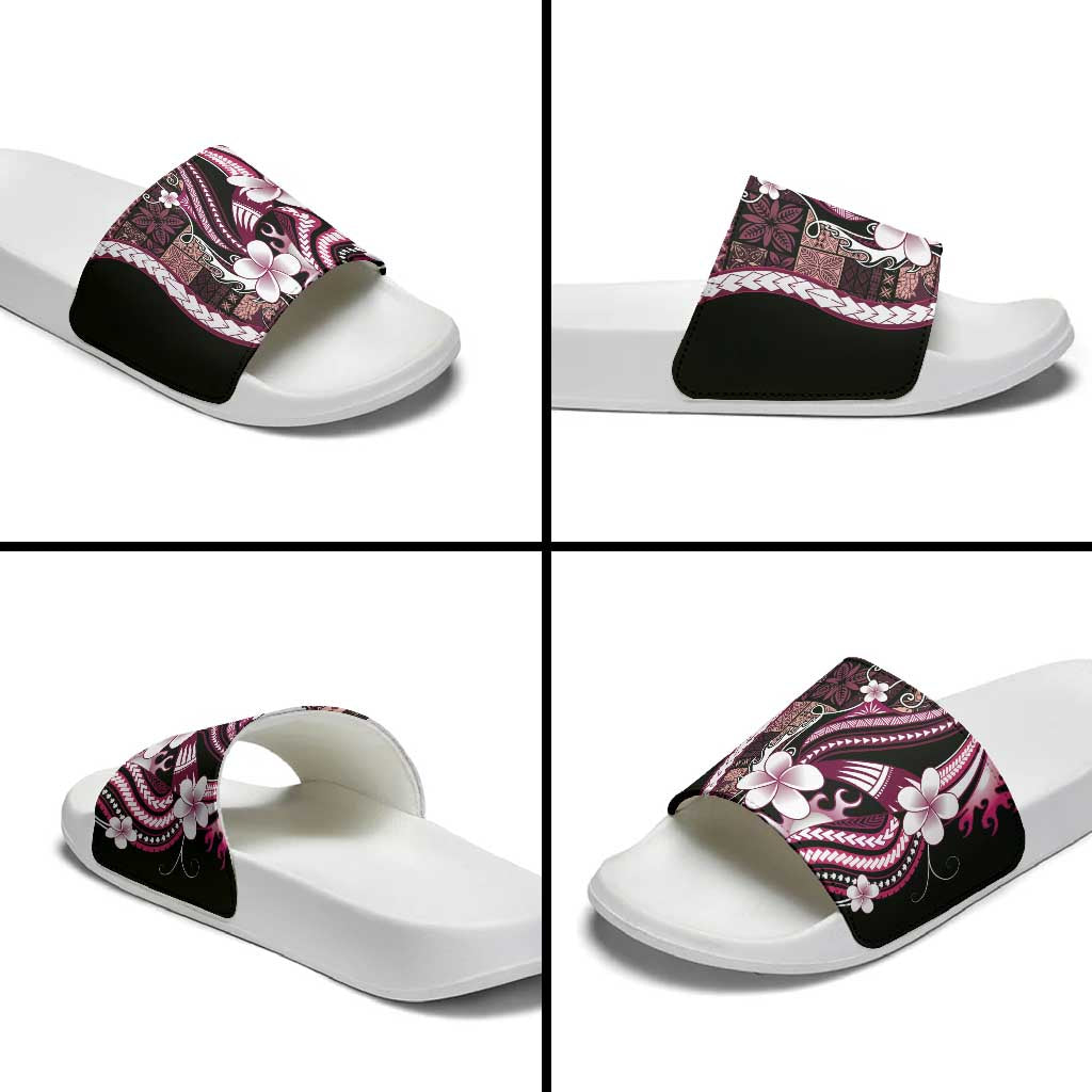 Samoa Siapo Tribal Pattern Slide Sandals Violet Polynesian Plumeria Tapa Motif LT9 - Polynesian Pride