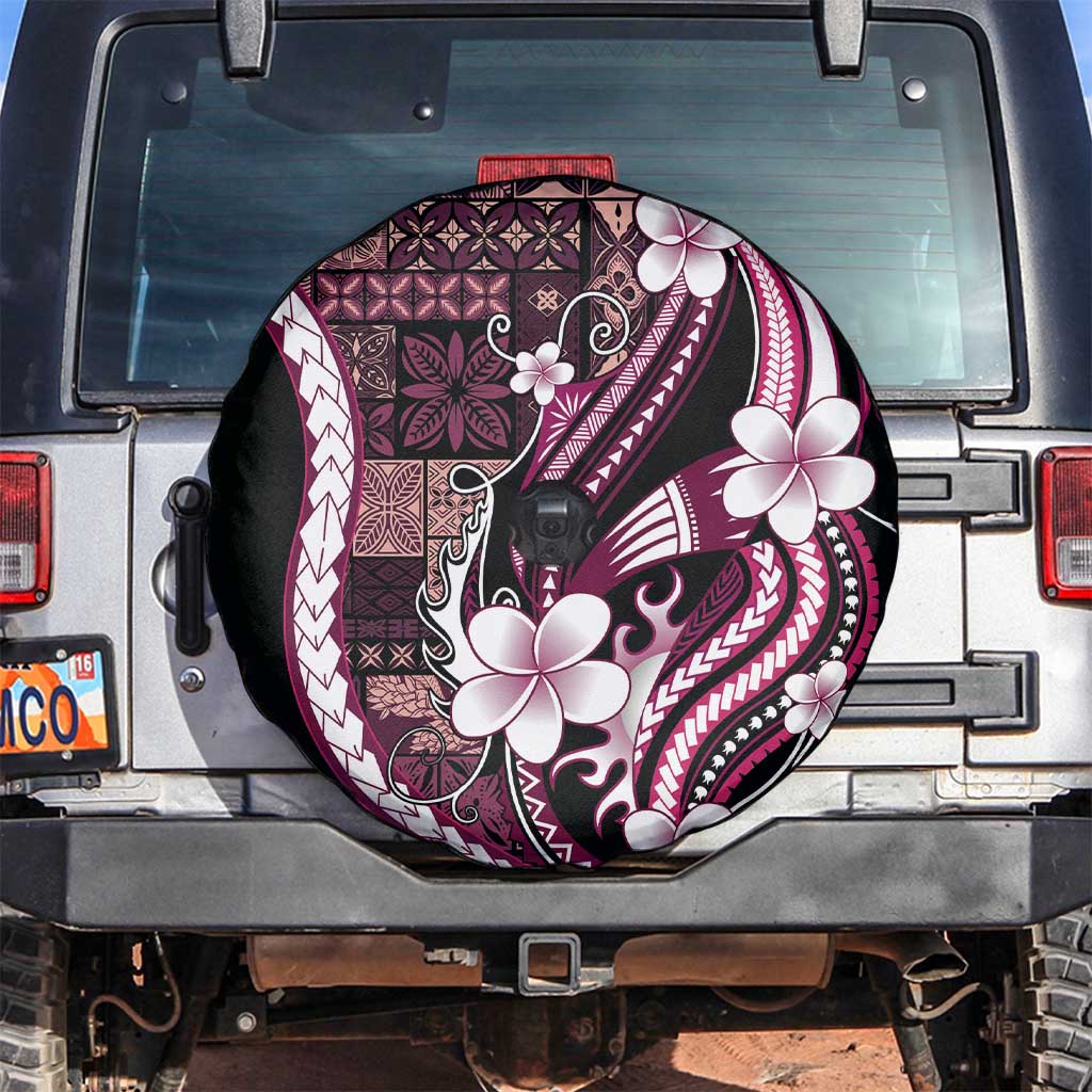 Samoa Siapo Tribal Pattern Spare Tire Cover Violet Polynesian Plumeria Tapa Motif LT9 Violet - Polynesian Pride