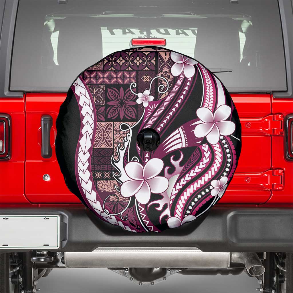 Samoa Siapo Tribal Pattern Spare Tire Cover Violet Polynesian Plumeria Tapa Motif LT9 - Polynesian Pride