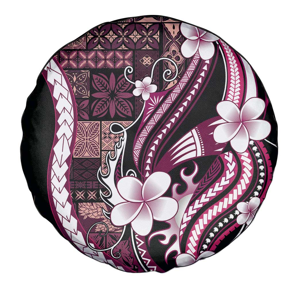 Samoa Siapo Tribal Pattern Spare Tire Cover Violet Polynesian Plumeria Tapa Motif LT9 - Polynesian Pride