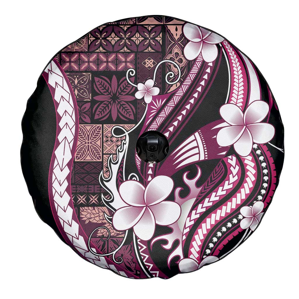 Samoa Siapo Tribal Pattern Spare Tire Cover Violet Polynesian Plumeria Tapa Motif LT9 - Polynesian Pride