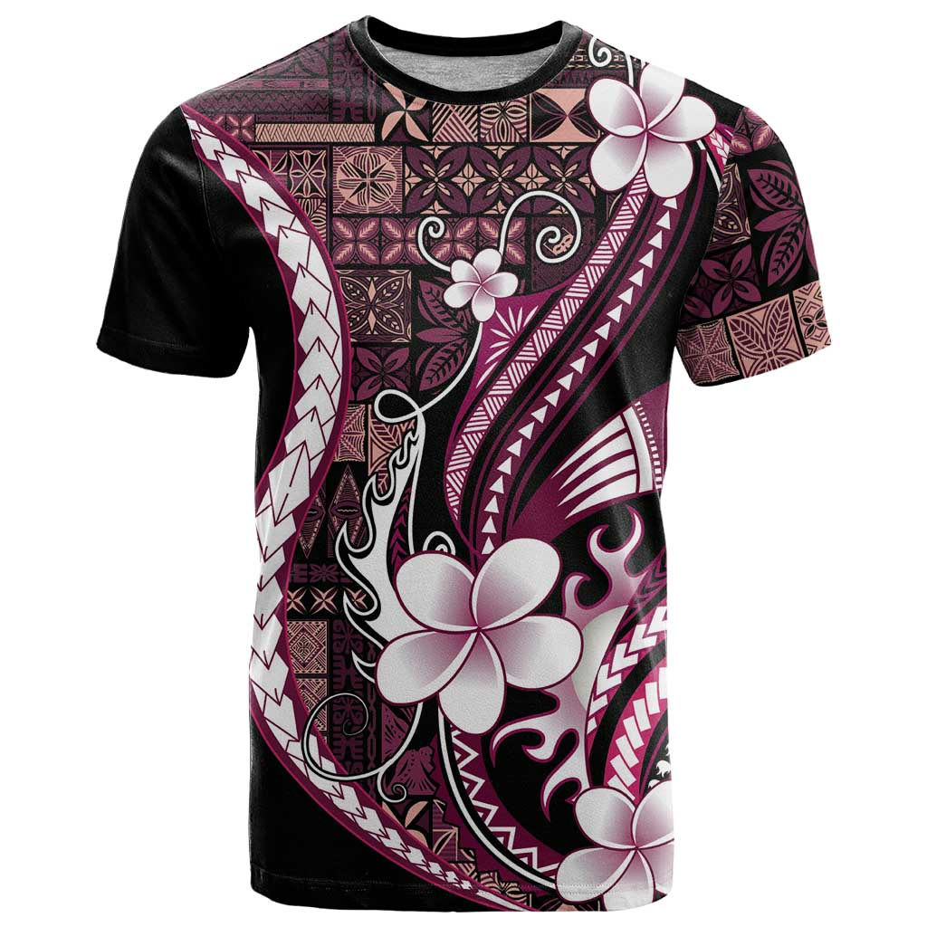 Samoa Siapo Tribal Pattern T Shirt Violet Polynesian Plumeria Tapa Motif LT9 Violet - Polynesian Pride
