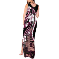Samoa Siapo Tribal Pattern Tank Maxi Dress Violet Polynesian Plumeria Tapa Motif LT9 - Polynesian Pride
