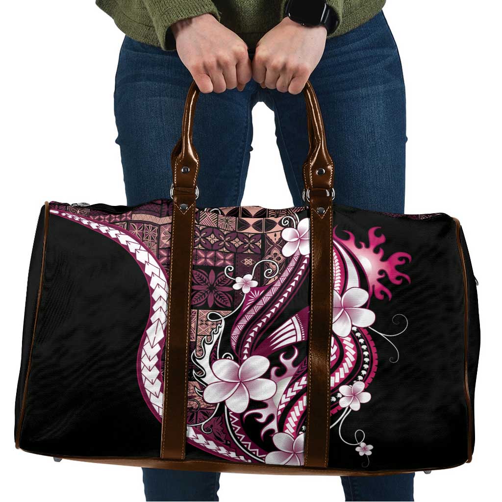 Samoa Siapo Tribal Pattern Travel Bag Violet Polynesian Plumeria Tapa Motif