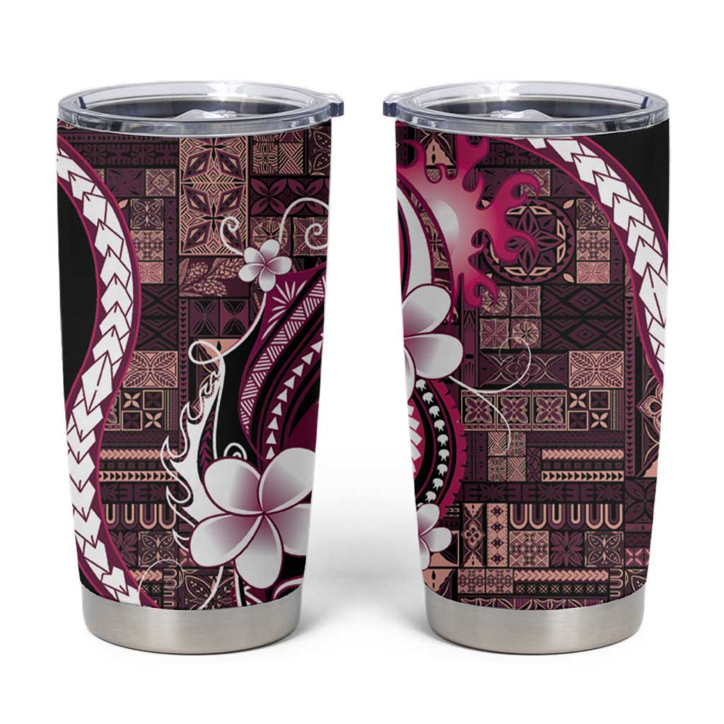 Samoa Siapo Tribal Pattern Tumbler Cup Violet Polynesian Plumeria Tapa Motif LT9 Violet - Polynesian Pride