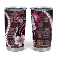 Samoa Siapo Tribal Pattern Tumbler Cup Violet Polynesian Plumeria Tapa Motif LT9 Violet - Polynesian Pride