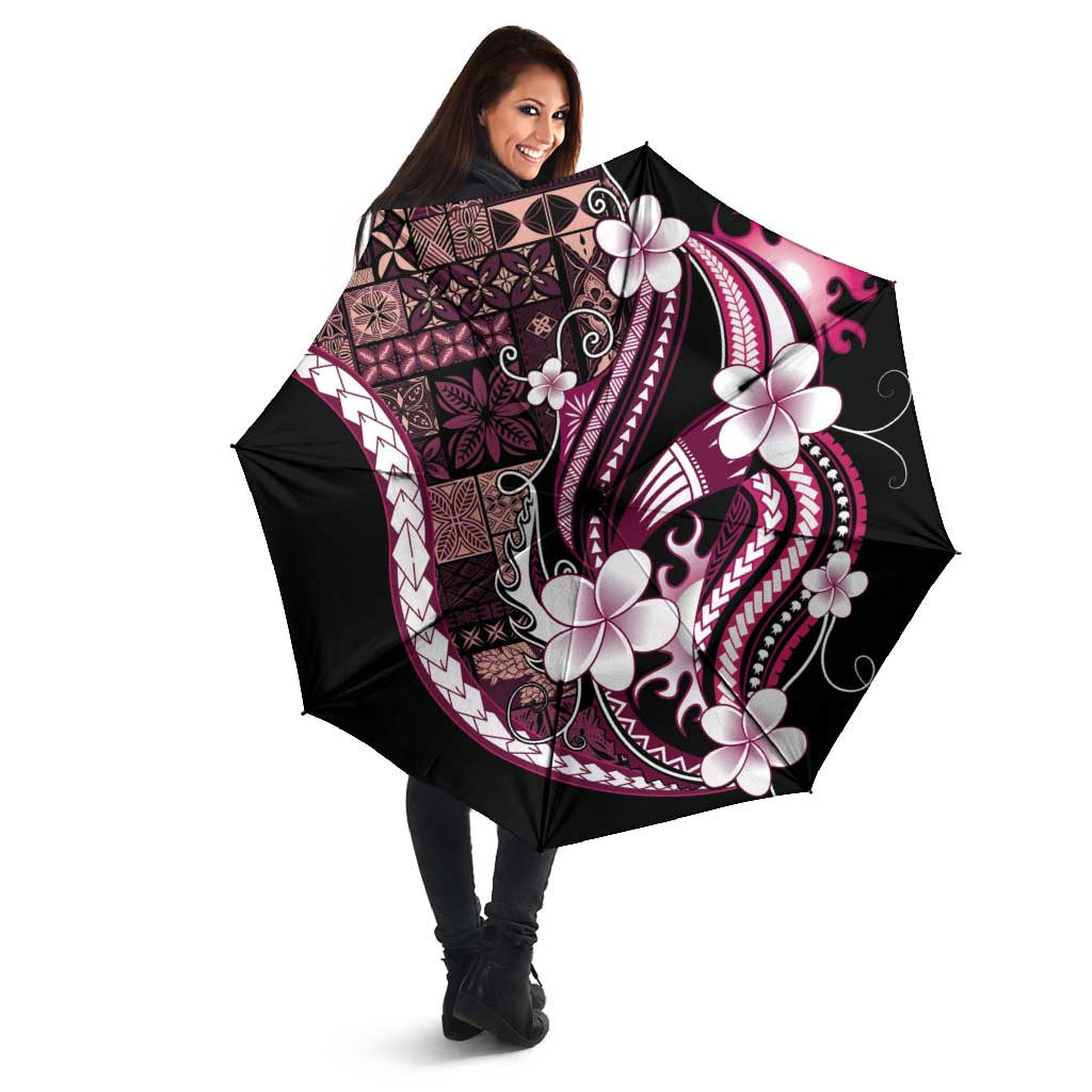 Samoa Siapo Tribal Pattern Umbrella Violet Polynesian Plumeria Tapa Motif LT9 - Polynesian Pride
